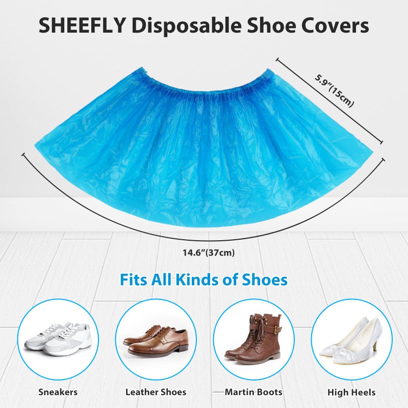 SHEEFLY 200 Pack Disposable Boot CPE Shoe Covers,Waterproof Non-Slip Shoe Booties, Durable Recyclable Shoe Protector,Thick Shoe Cover for Indoor Carpet Floor Usage Medical Museum Workplace - Image 3